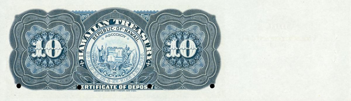 Back of Hawaii p12s: 10 Dollars from 1895
