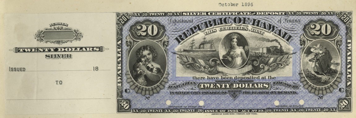 Front of Hawaii p13p: 20 Dollars from 1895