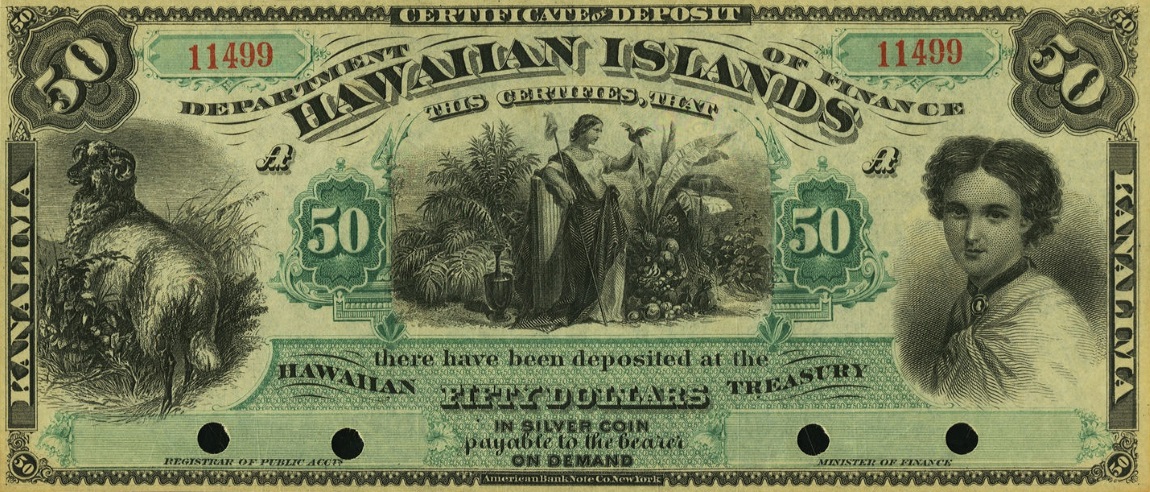 Front of Hawaii p3b: 50 Dollars from 1879