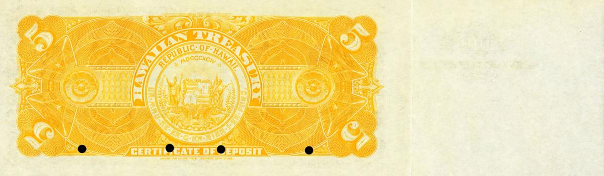 Back of Hawaii p6s: 5 Dollars from 1895