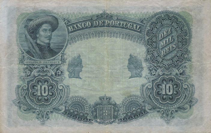 Back of Azores p10: 10 Mil Reis Ouro from 1905