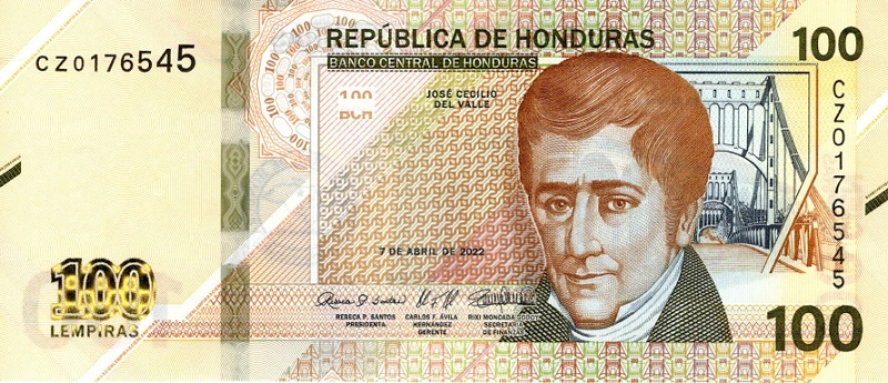Front of Honduras p112: 100 Lempiras from 2022