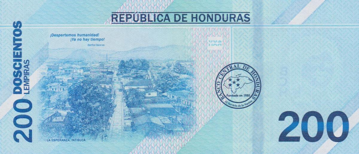 Back of Honduras p113: 200 Lempiras from 2023