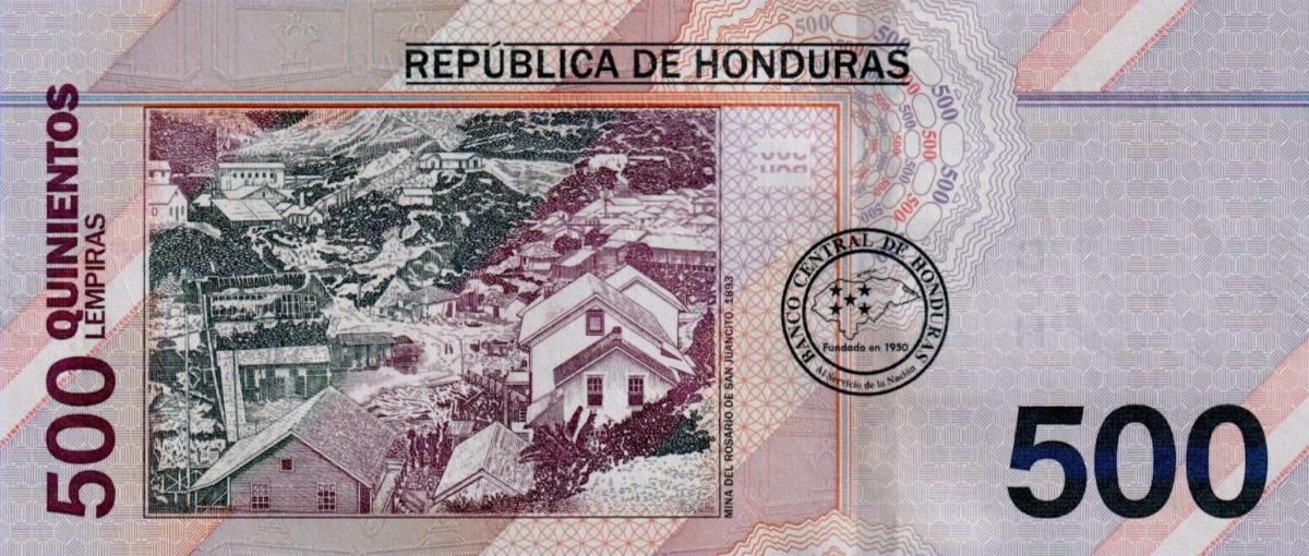 Back of Honduras p114: 500 Lempiras from 2022
