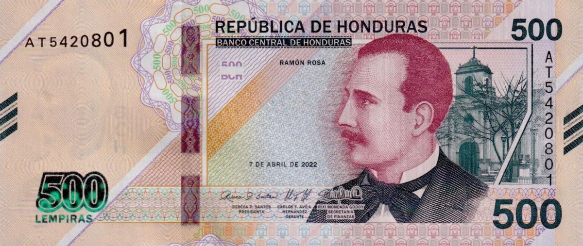 Front of Honduras p114: 500 Lempiras from 2022