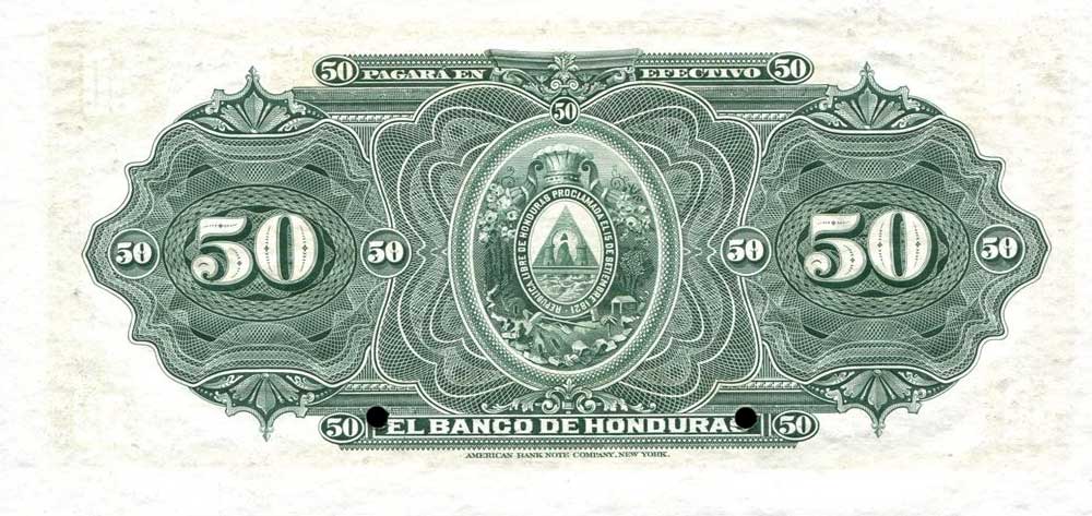 Back of Honduras p27s: 50 Pesos from 1913