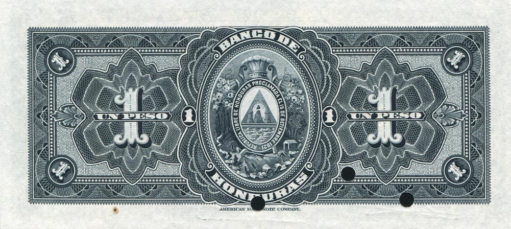 Back of Honduras p29s: 1 Peso from 1922