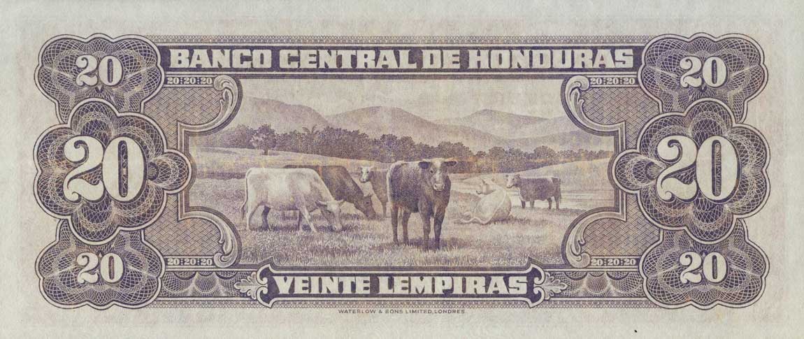 Back of Honduras p48a: 20 Lempiras from 1951