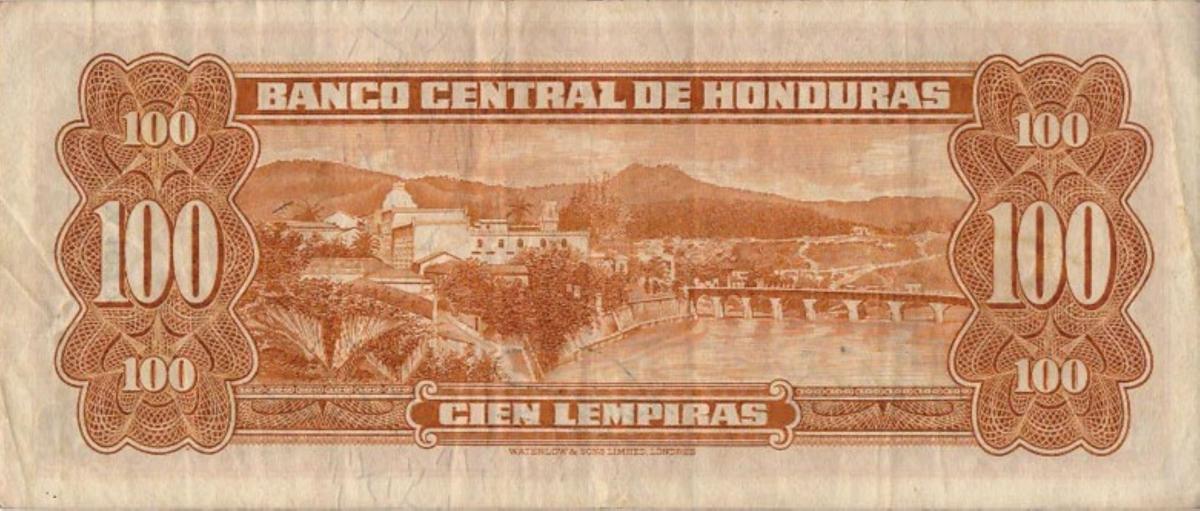 Back of Honduras p49c: 100 Lempiras from 1972