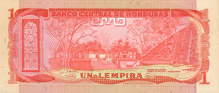 Back of Honduras p62a: 1 Lempira from 1978
