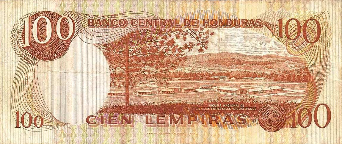 Back of Honduras p67f: 100 Lempiras from 1979