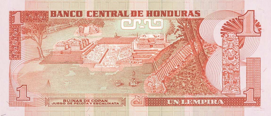 Back of Honduras p68c: 1 Lempira from 1989