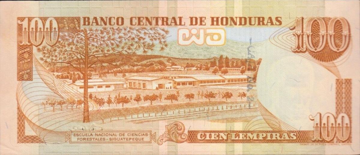Back of Honduras p69a: 100 Lempiras from 1981