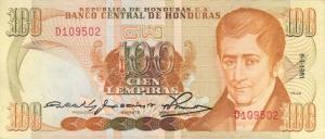 p69a from Honduras: 100 Lempiras from 1981