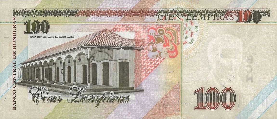 Back of Honduras p77f: 100 Lempiras from 2003