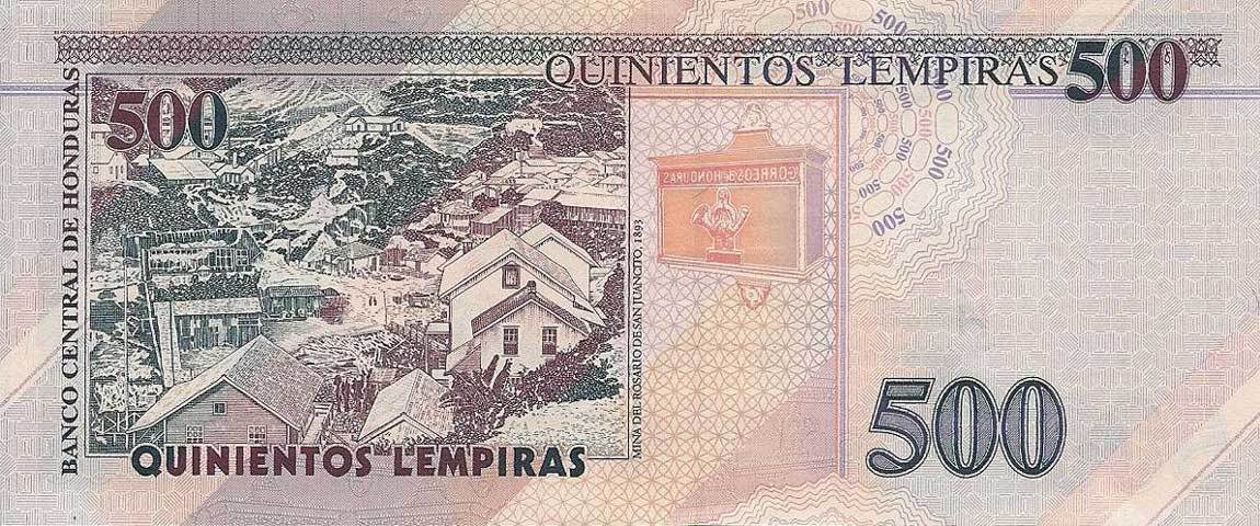 Back of Honduras p78h: 500 Lempiras from 2010