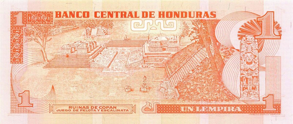 Back of Honduras p79a: 1 Lempira from 1996