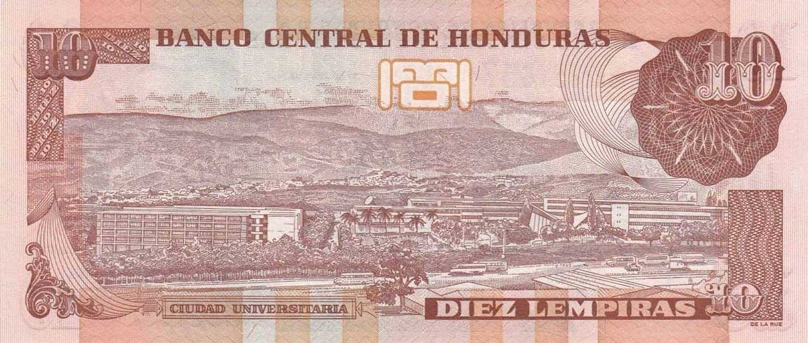 Back of Honduras p82e: 10 Lempiras from 2008