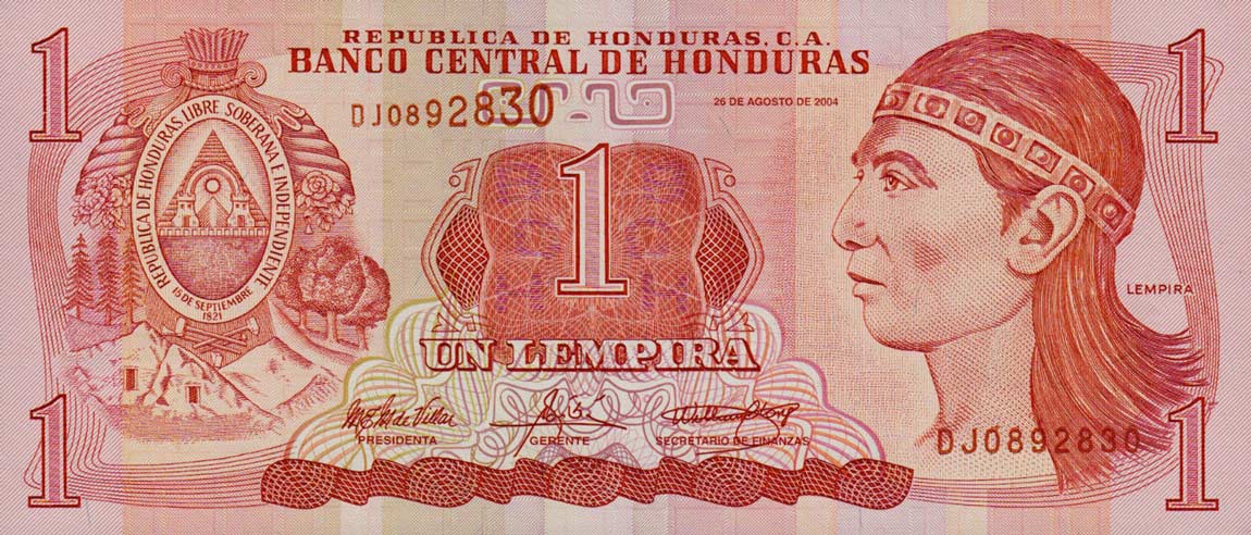 RealBanknotes.com > Honduras p84d: 1 Lempira from 2004
