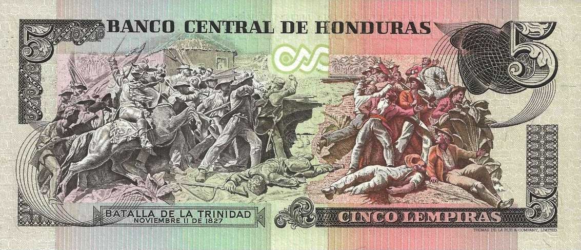 Back of Honduras p85a: 5 Lempiras from 2000