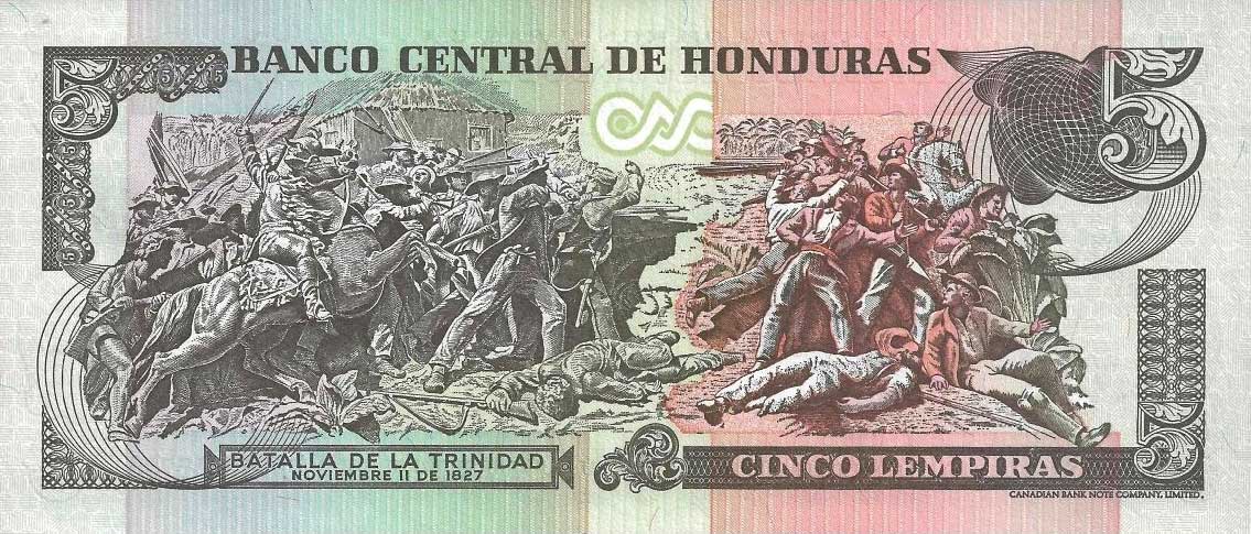 Back of Honduras p85b: 5 Lempiras from 2001