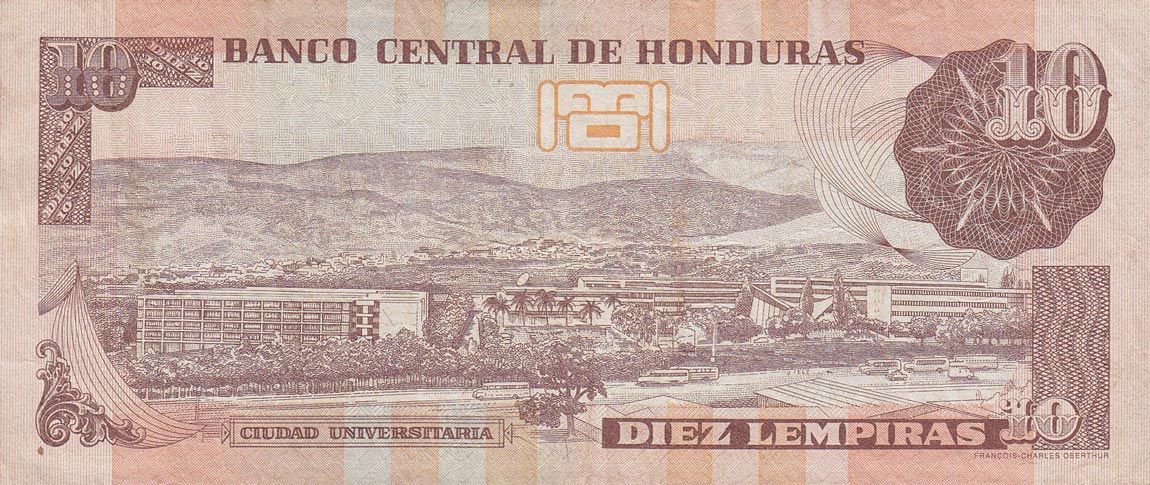 Back of Honduras p86c: 10 Lempiras from 2004