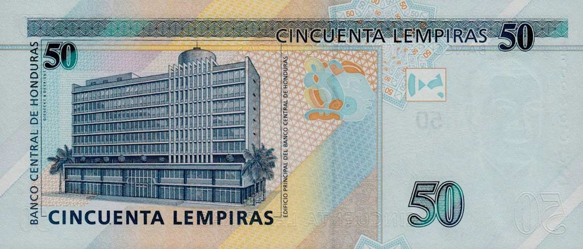 Back of Honduras p94a: 50 Lempiras from 2004
