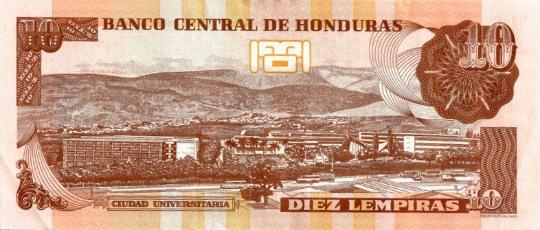 Back of Honduras p99a: 10 Lempiras from 2012