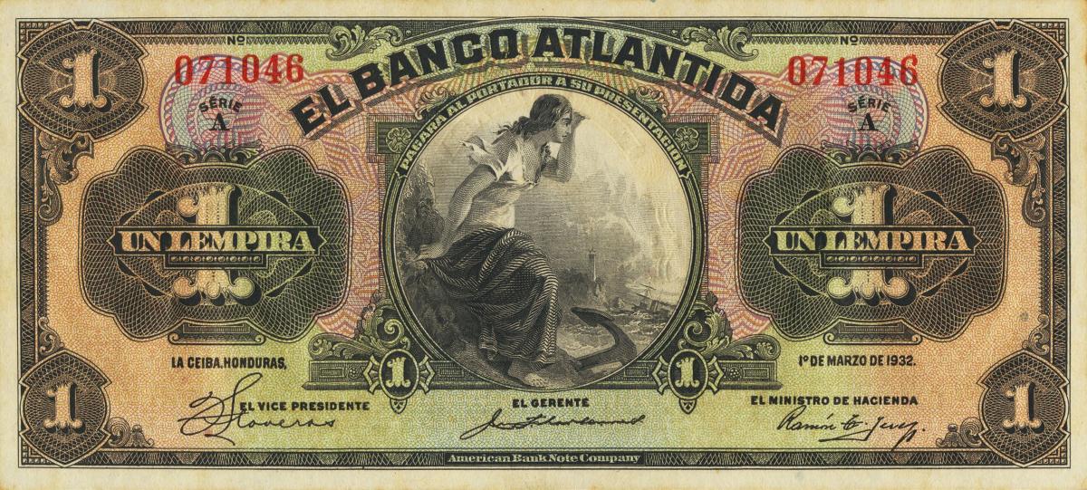 Front of Honduras pS121b: 1 Lempira from 1932