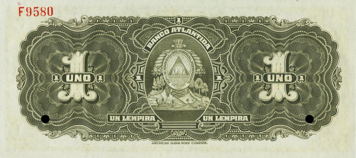 Back of Honduras pS121s: 1 Lempira from 1932