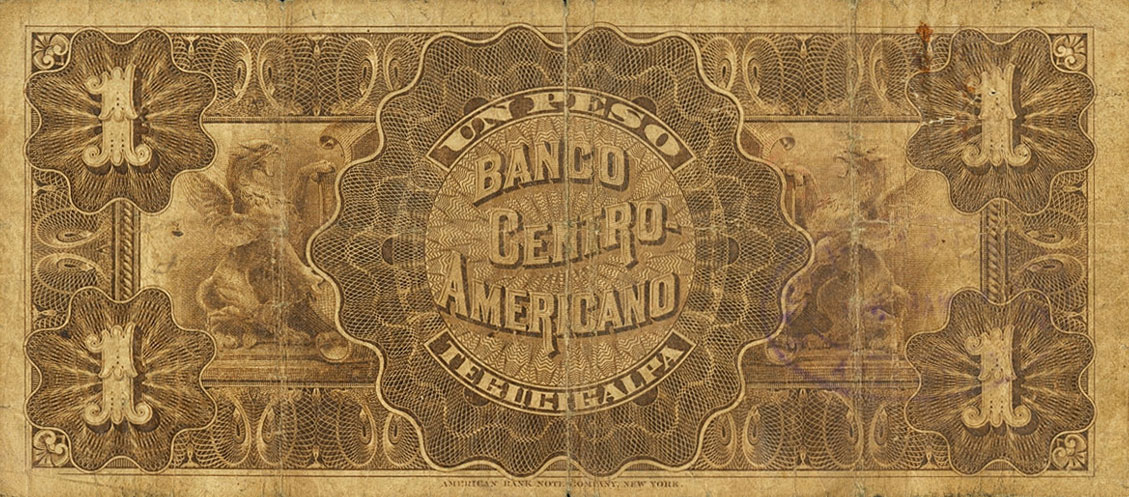 Back of Honduras pS131a: 1 Peso from 1888