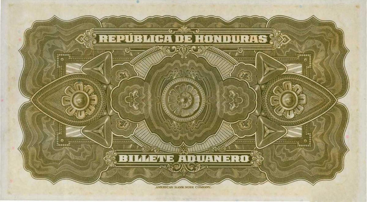 Back of Honduras pS168a: 5 Lempiras from 1937