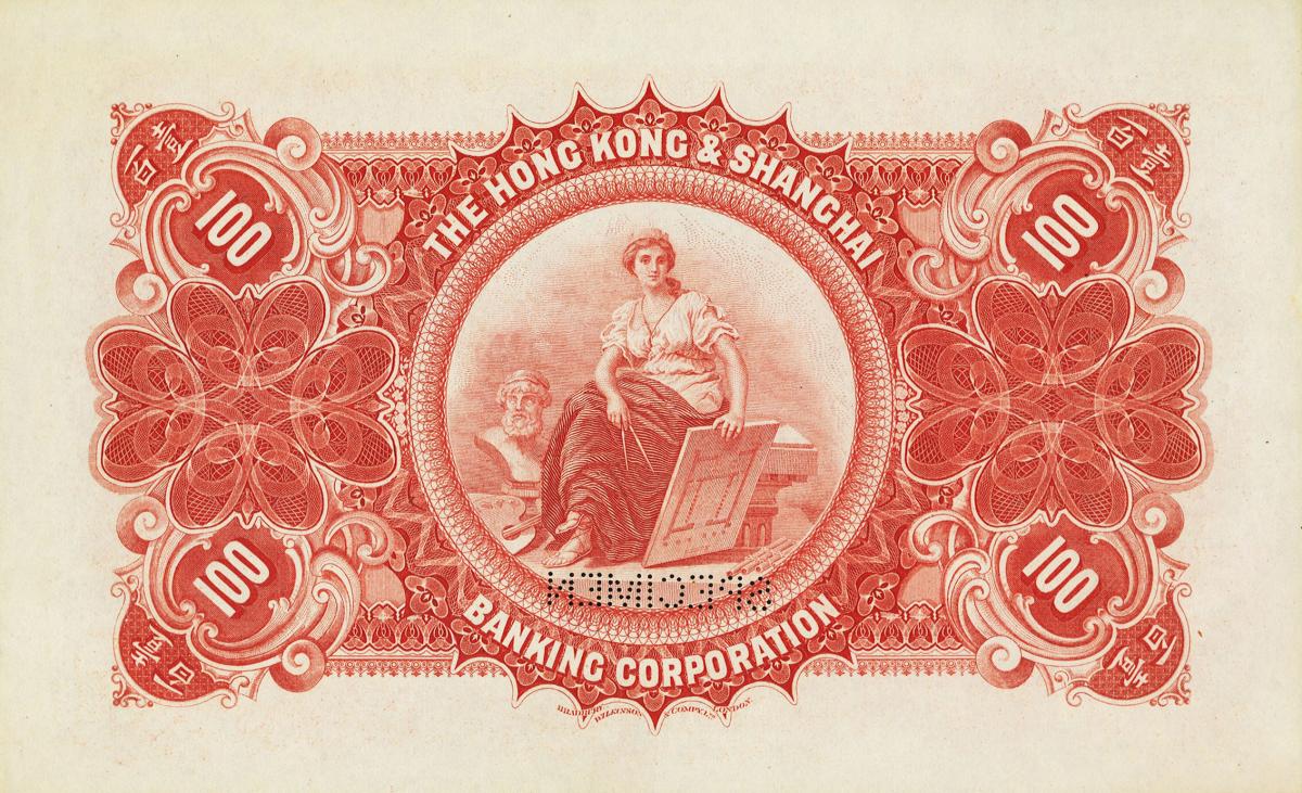 Back of Hong Kong p159s: 100 Dollars from 1904