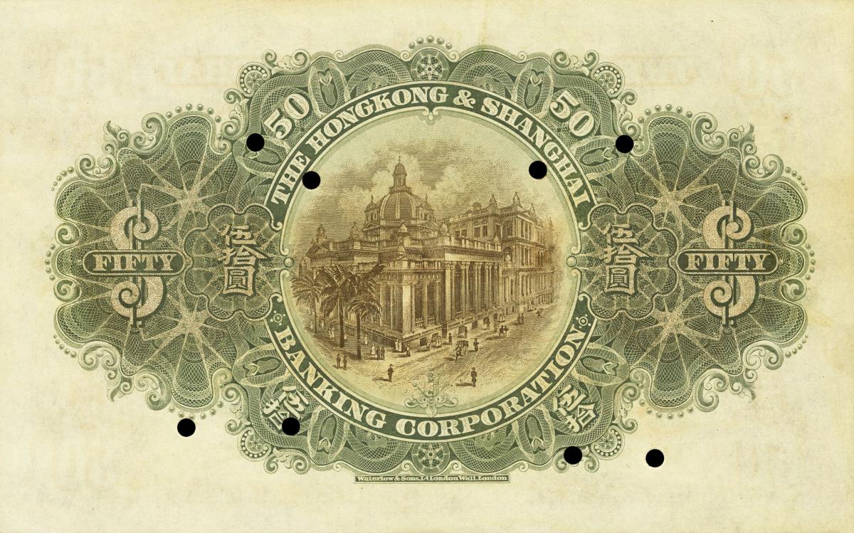Back of Hong Kong p168s: 50 Dollars from 1921