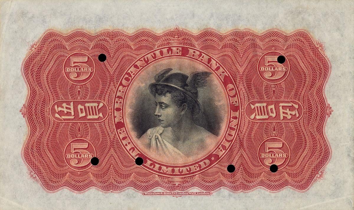 Back of Hong Kong p235ct: 5 Dollars from 1912