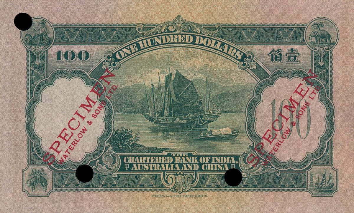 Back of Hong Kong p52ct: 100 Dollars from 1929
