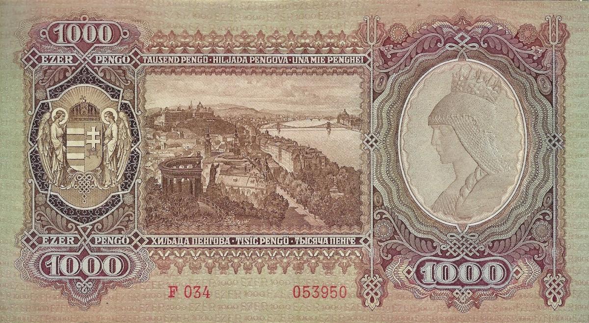 Back of Hungary p116: 1000 Pengo from 1943