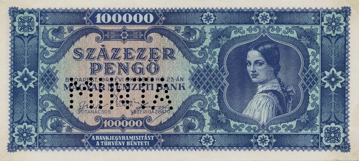 Front of Hungary p120s: 100000 Pengo from 1945