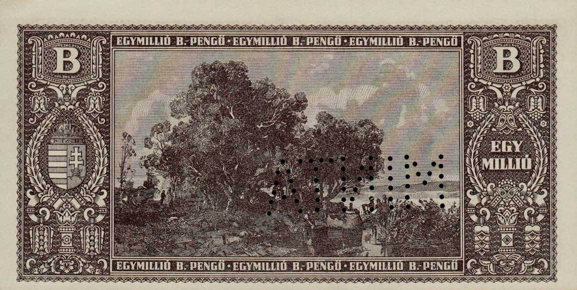 Back of Hungary p134s: 1000000 BPengo from 1946