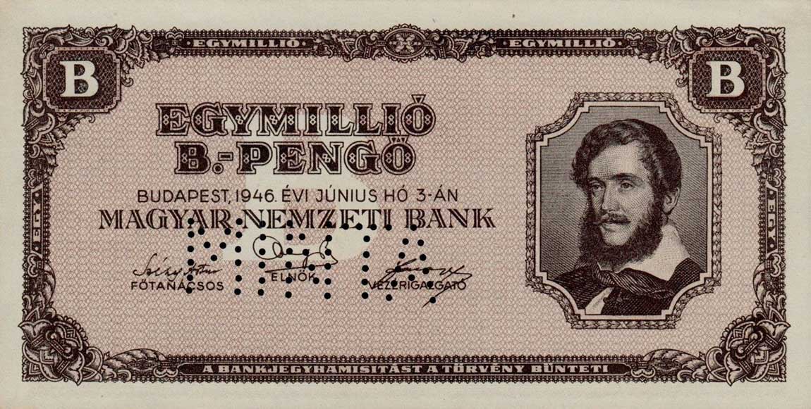 Front of Hungary p134s: 1000000 BPengo from 1946