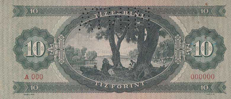Back of Hungary p161s: 10 Forint from 1947