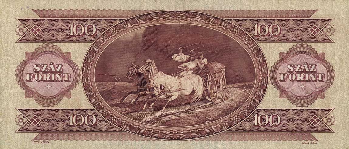 Back of Hungary p166a: 100 Forint from 1949