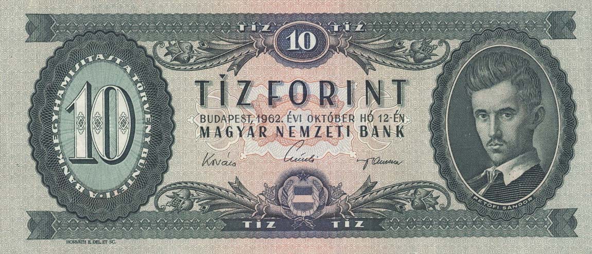 Front of Hungary p168c: 10 Forint from 1962