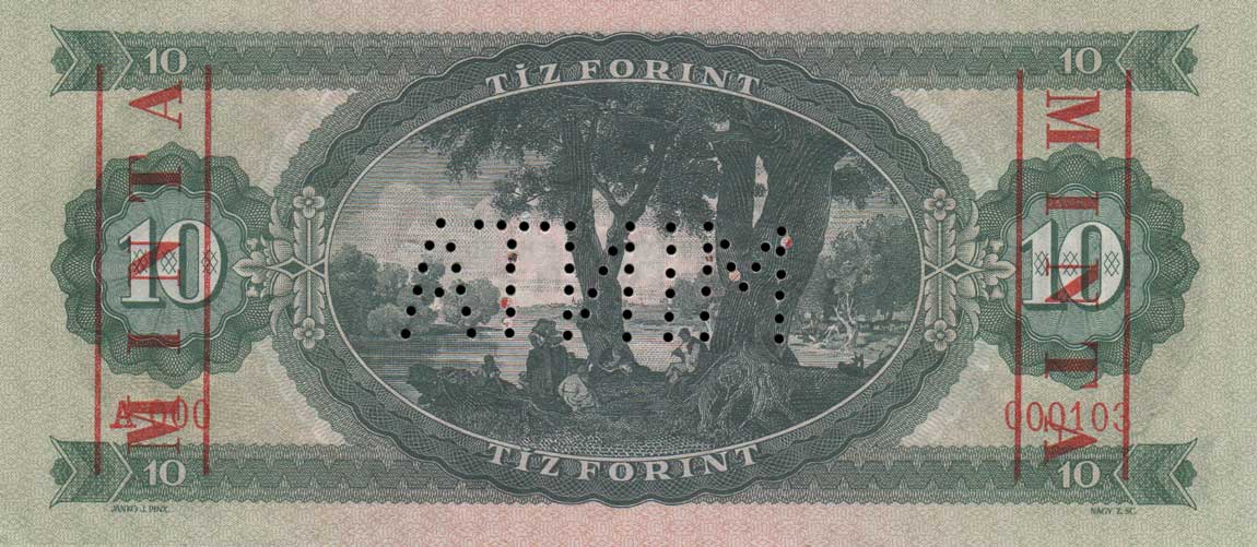 Back of Hungary p168s2: 10 Forint from 1969