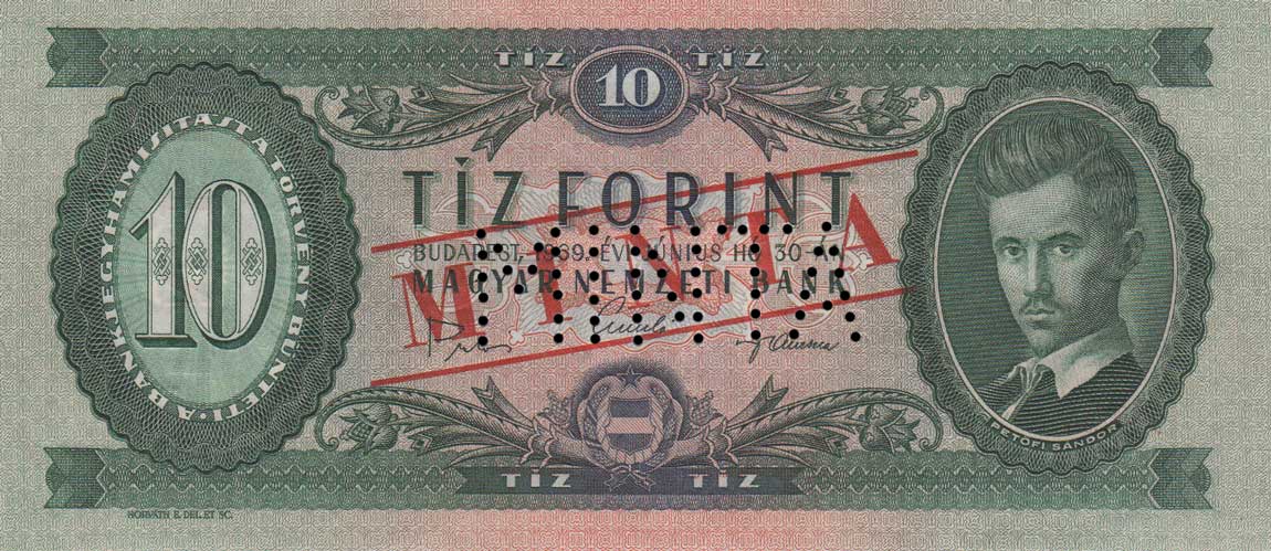 Front of Hungary p168s2: 10 Forint from 1969
