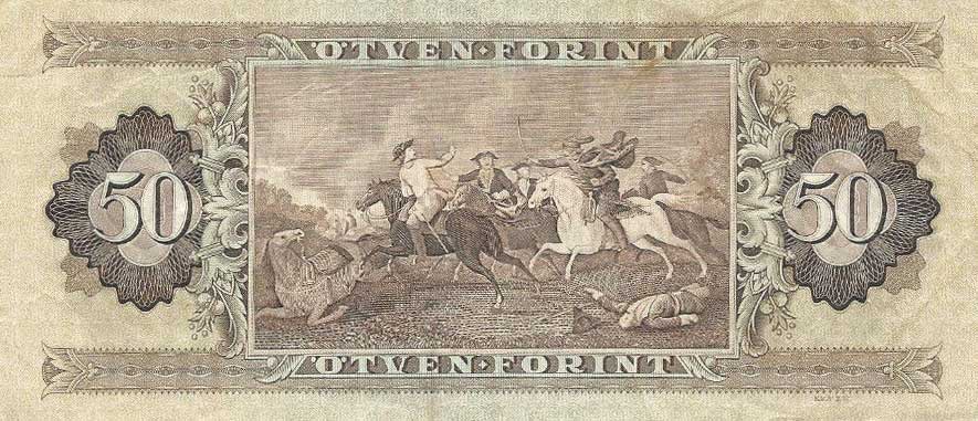 Back of Hungary p170d: 50 Forint from 1980