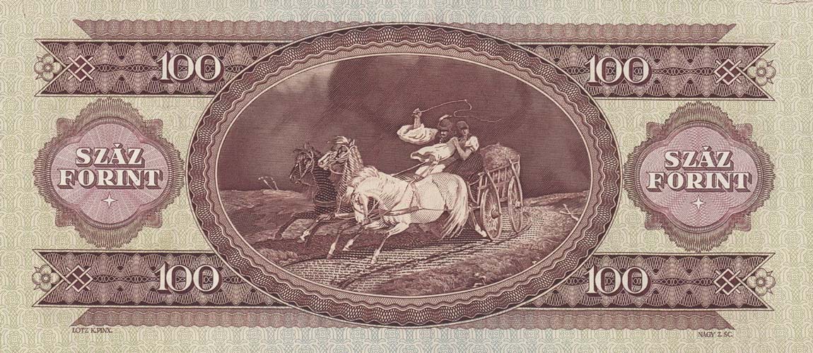 Back of Hungary p171e: 100 Forint from 1975