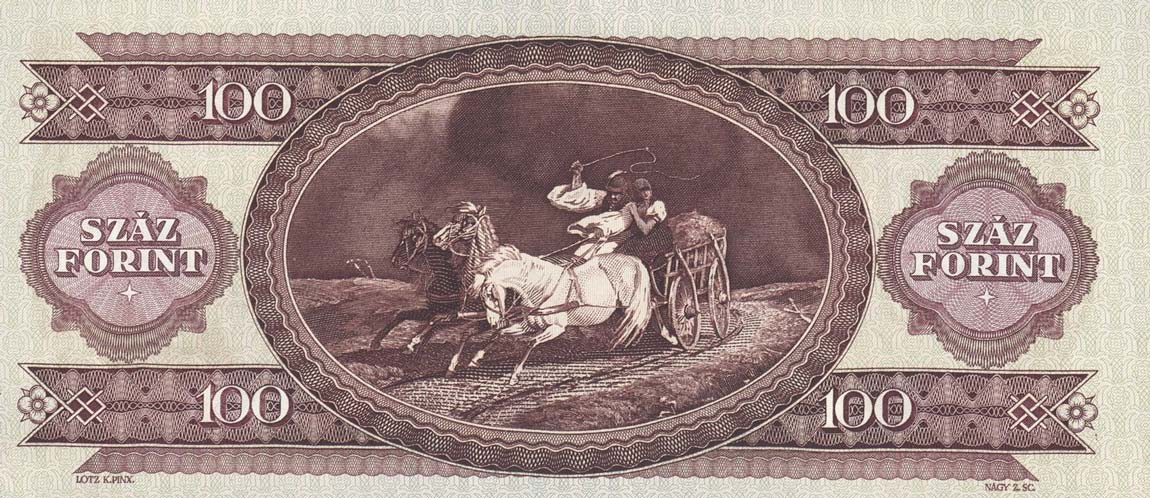 Back of Hungary p174a: 100 Forint from 1992