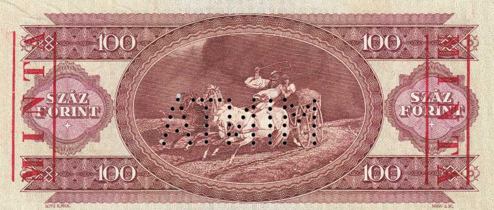Back of Hungary p174s1: 100 Forint from 1993