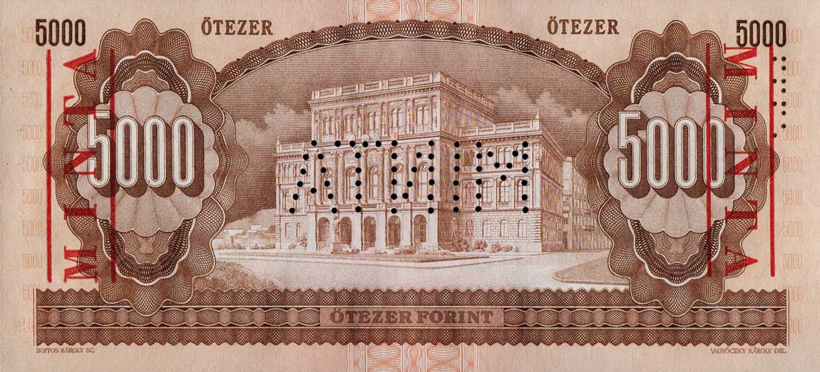 Back of Hungary p177s: 5000 Forint from 1995